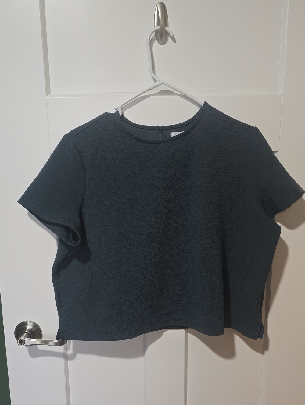Nordstrom Short-Sleeve Crewneck Crop Top in Cadet Blue